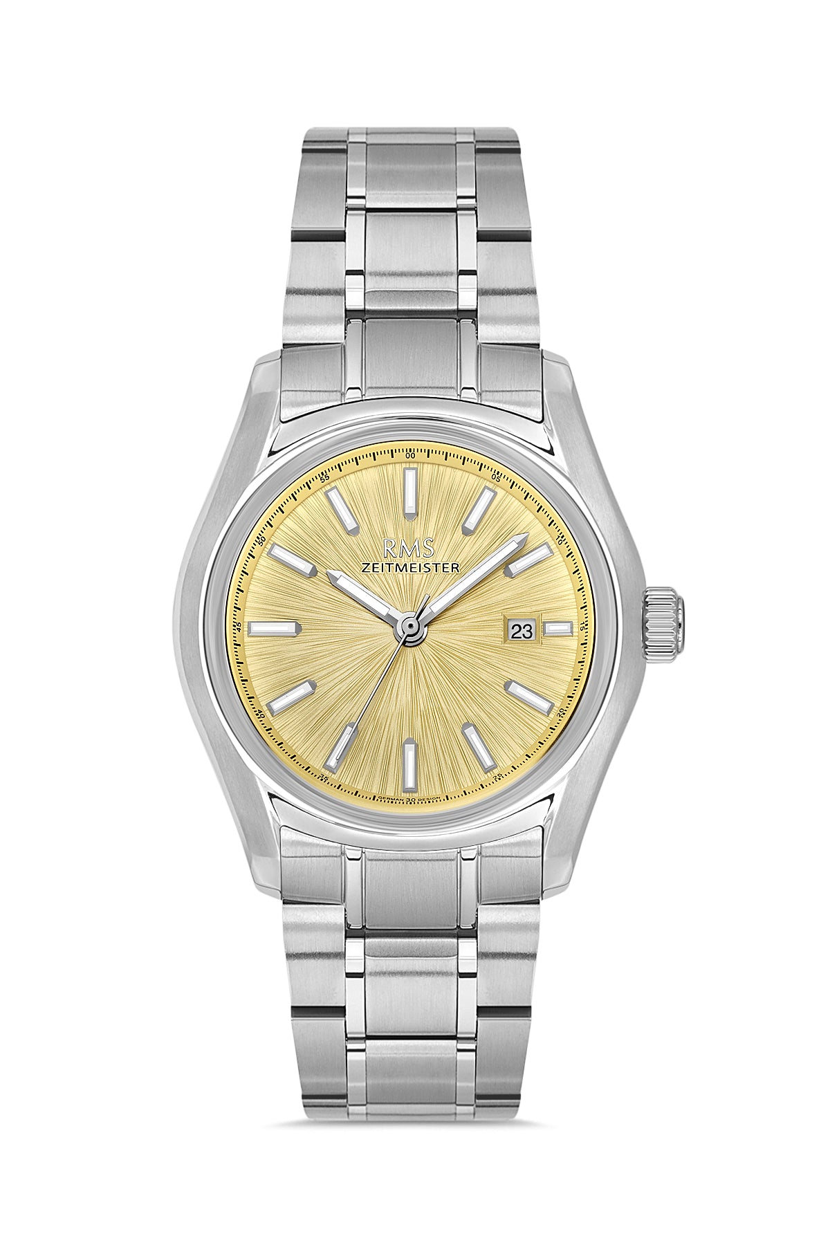 RMS Men's Gold Dial Silver Stainless Steel Watch - RMS.1.AG2127.18