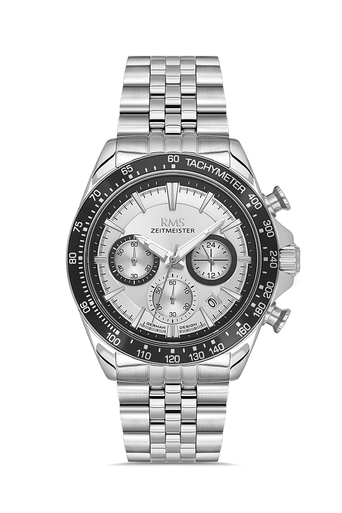 RMS Men's Silver Dial Silver Chronograph Stainless Steel Watch - RMS.1.AG2128.10