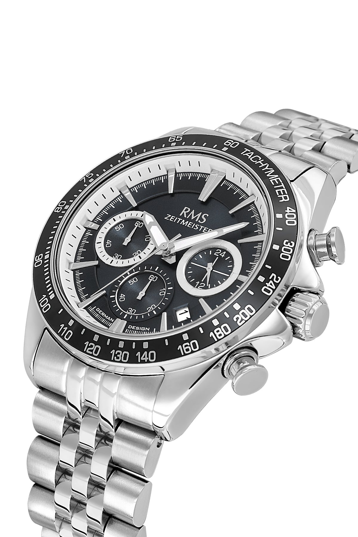 RMS Men's Black Dial Silver Chronograph Stainless Steel Watch - RMS.1.AG2128.12 - 3