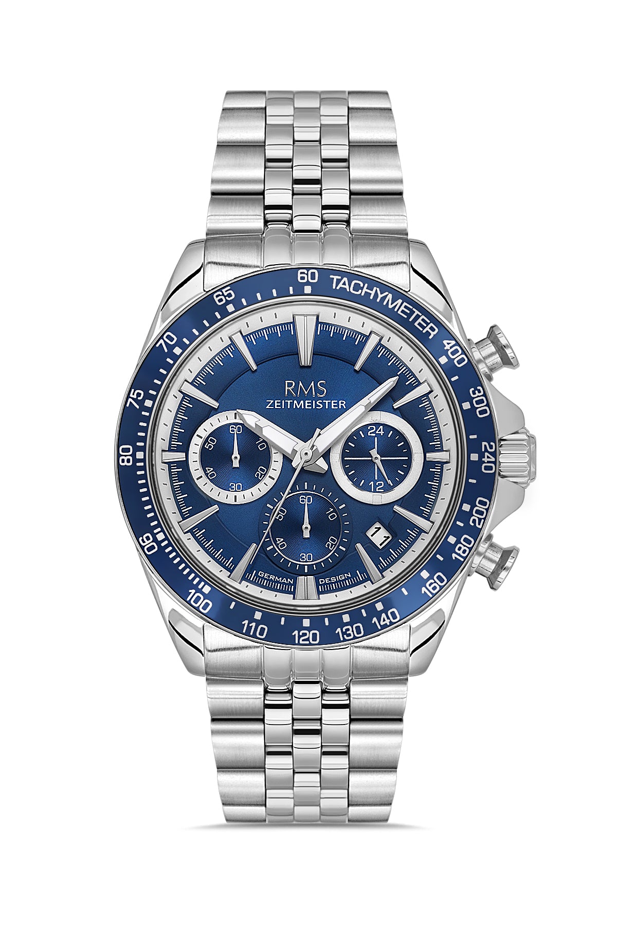RMS Men's Blue Dial Silver Chronograph Stainless Steel Watch - RMS.1.AG2128.13