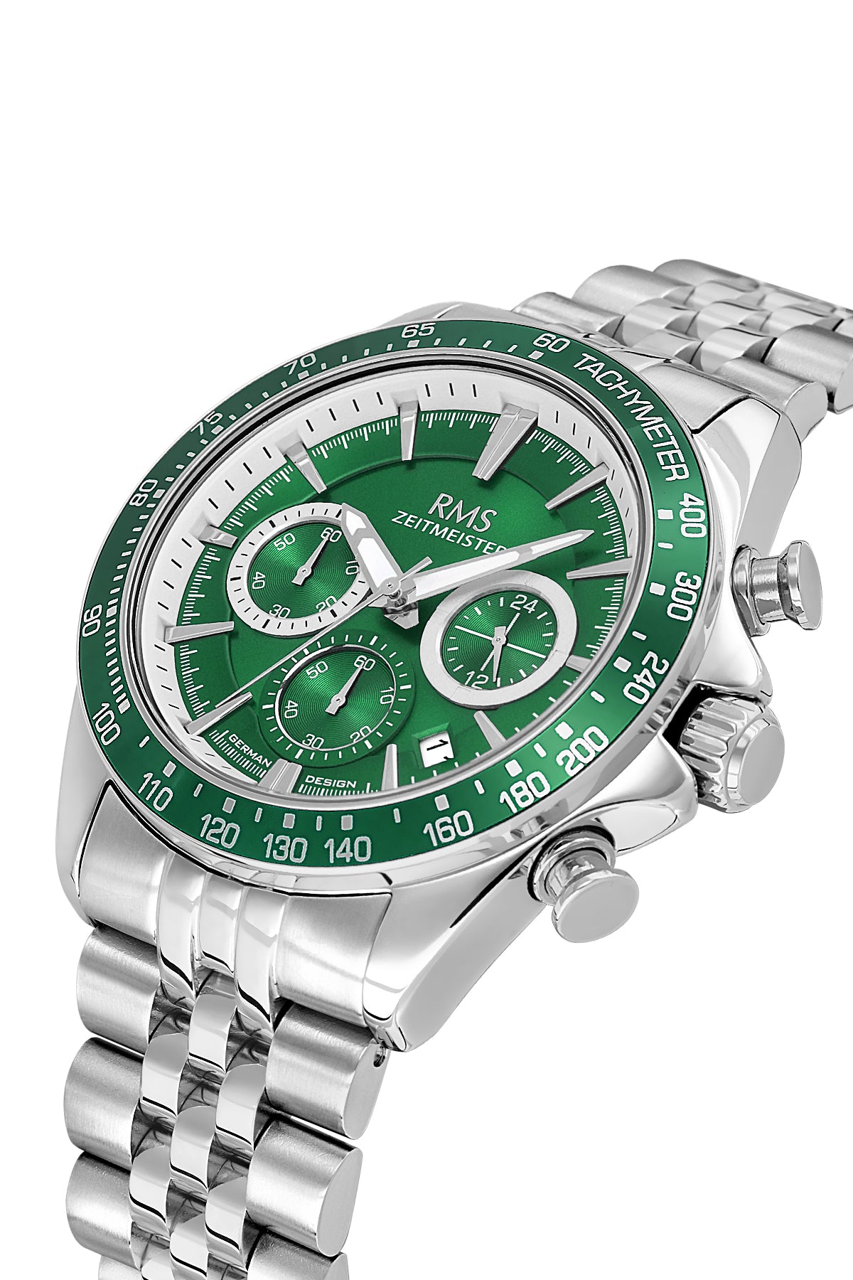 RMS Men's Green Dial Silver Chronograph Stainless Steel Watch - RMS.1.AG2128.19
