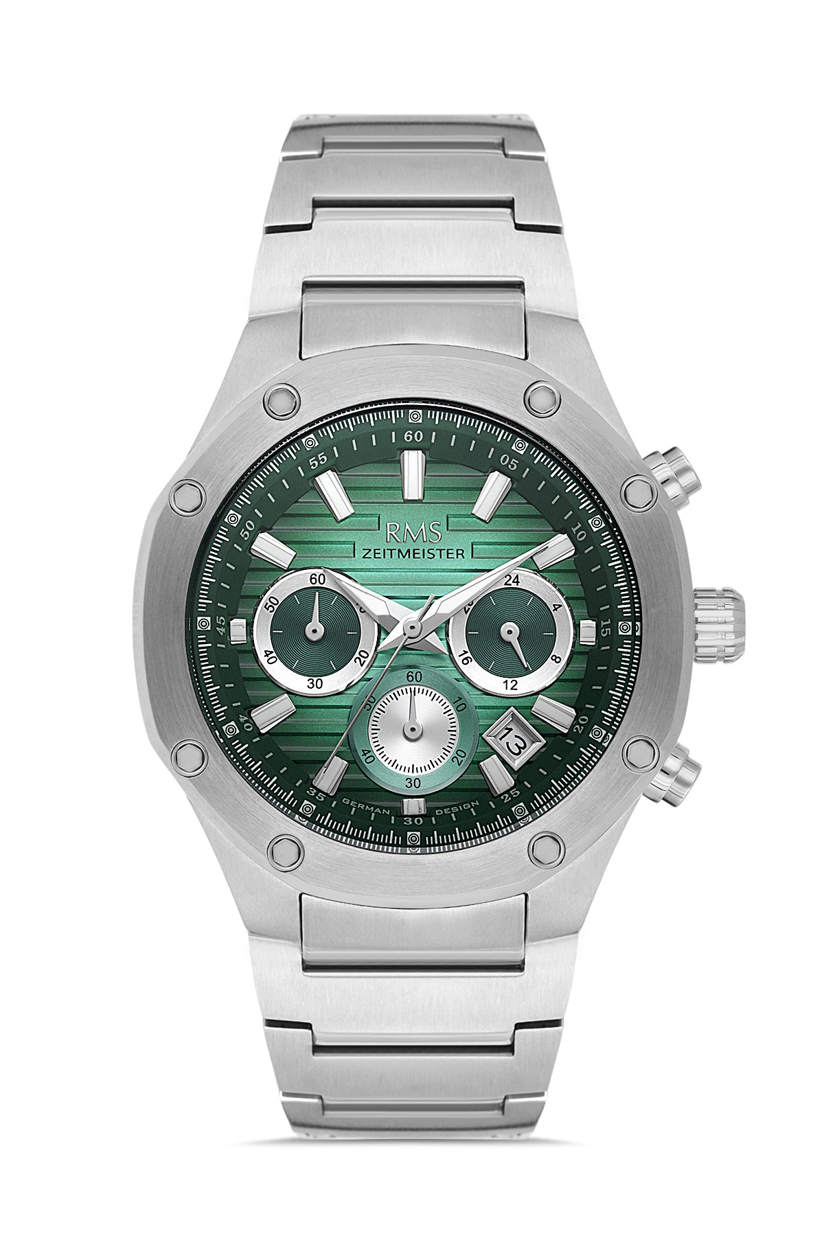 RMS Men's Light Green Dial Silver Stainless Steel Watch - RMS.1.AG2130.110