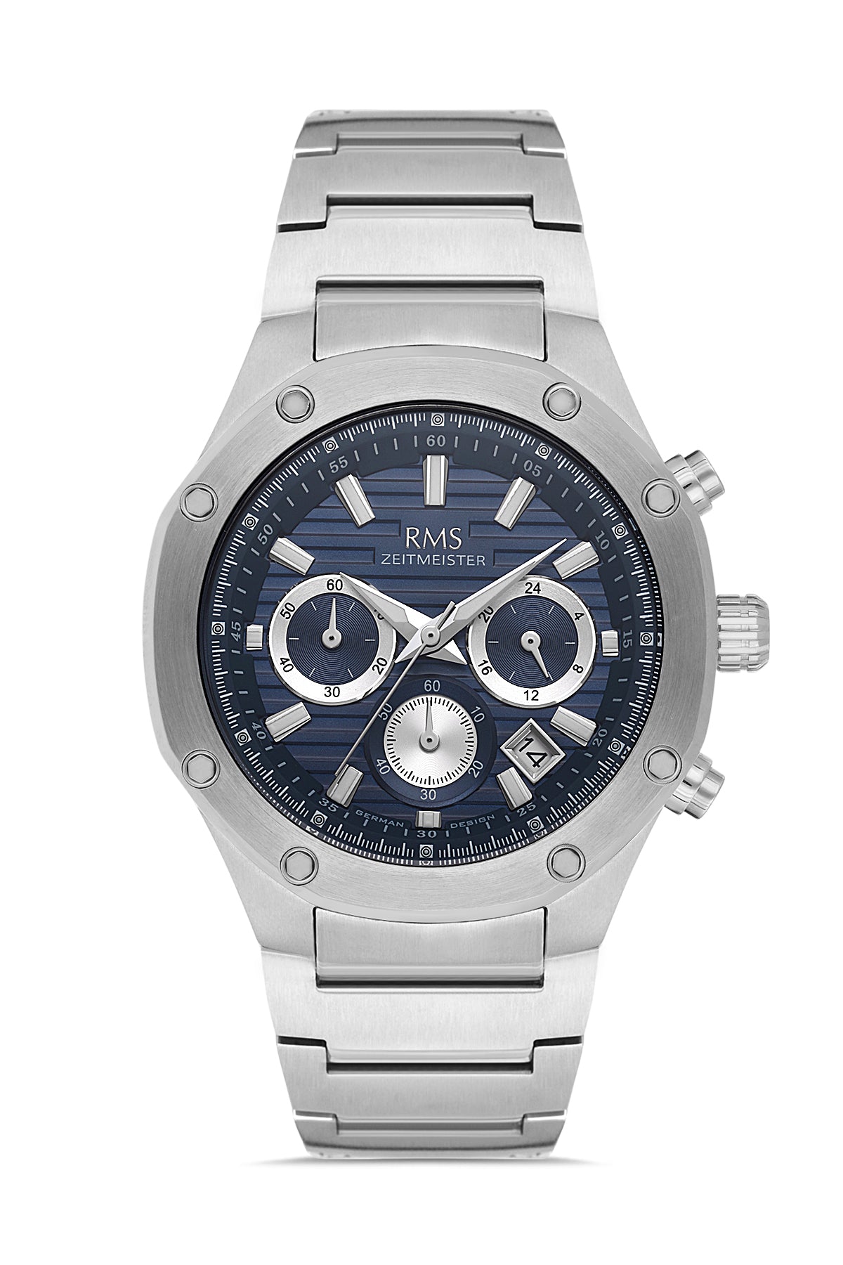 RMS Men's Blue Dial Silver Stainless Steel Watch - RMS.1.AG2130.119