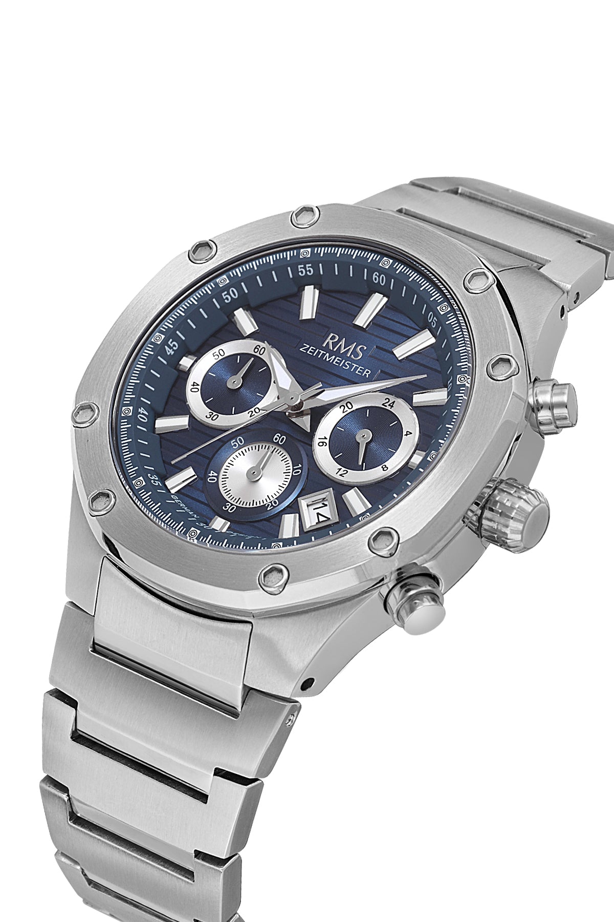 RMS Men's Blue Dial Silver Stainless Steel Watch - RMS.1.AG2130.119 - 3