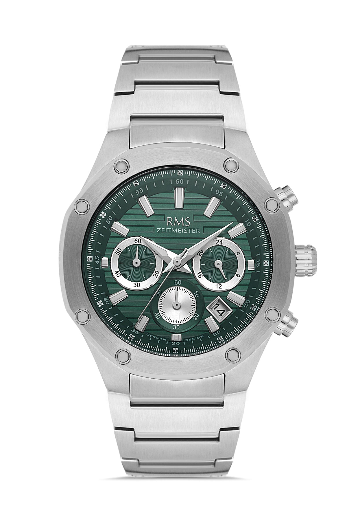 RMS Men's Green Dial Silver Stainless Steel Watch - RMS.1.AG2130.19