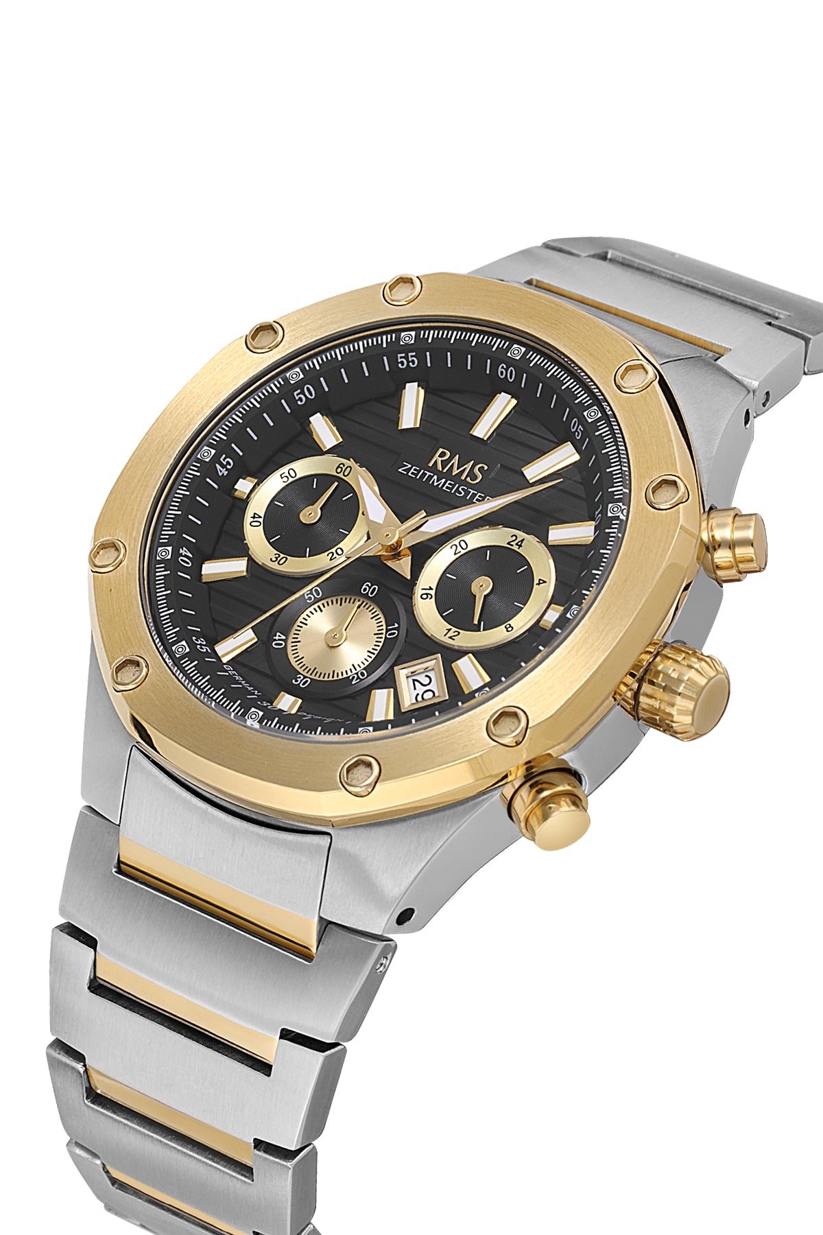 RMS Men's Black Dial Gold & Silver Stainless Steel Watch - RMS.1.AG2130.42