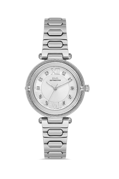 RMS Zeitmeister Silver Dial Silver Plated Women's Watch - Stainless Steel Bracelet - RMS.1.AG2135.10