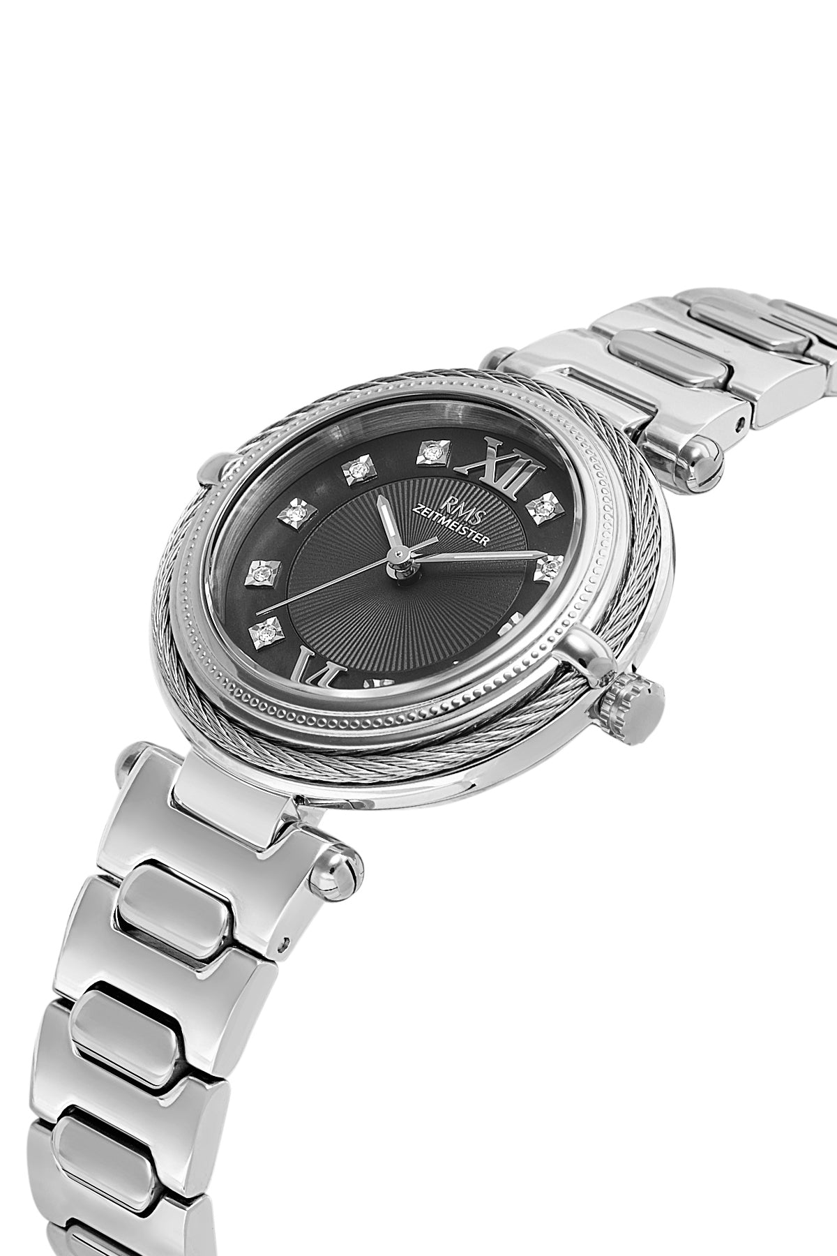 RMS Women's Black Dial Silver Stainless Steel Watch - RMS.1.AG2135.12 - 3