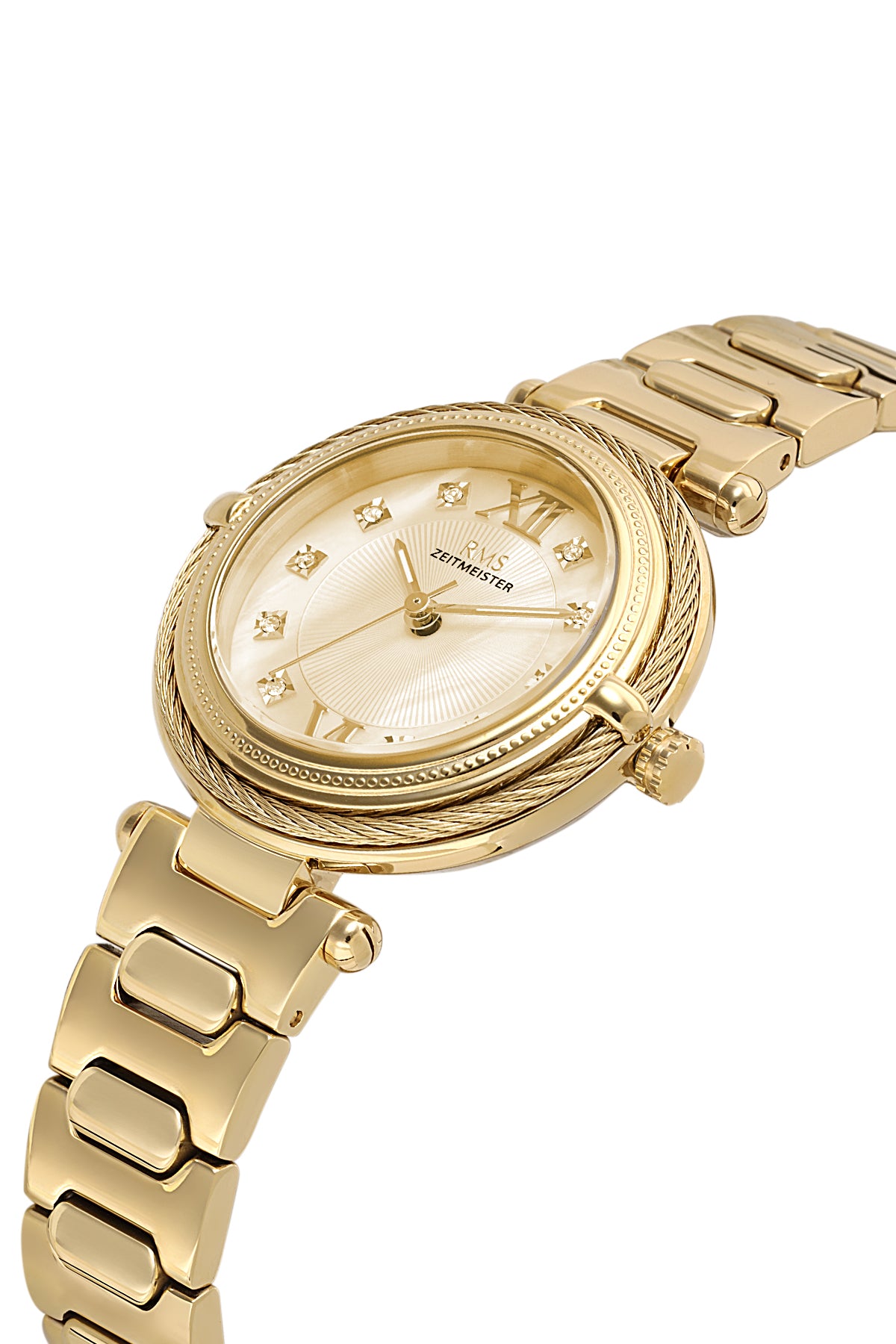 RMS Zeitmeister RMS.1.AG2135.25 women's watch with gold dial, gold case and stainless steel bracelet – view 3