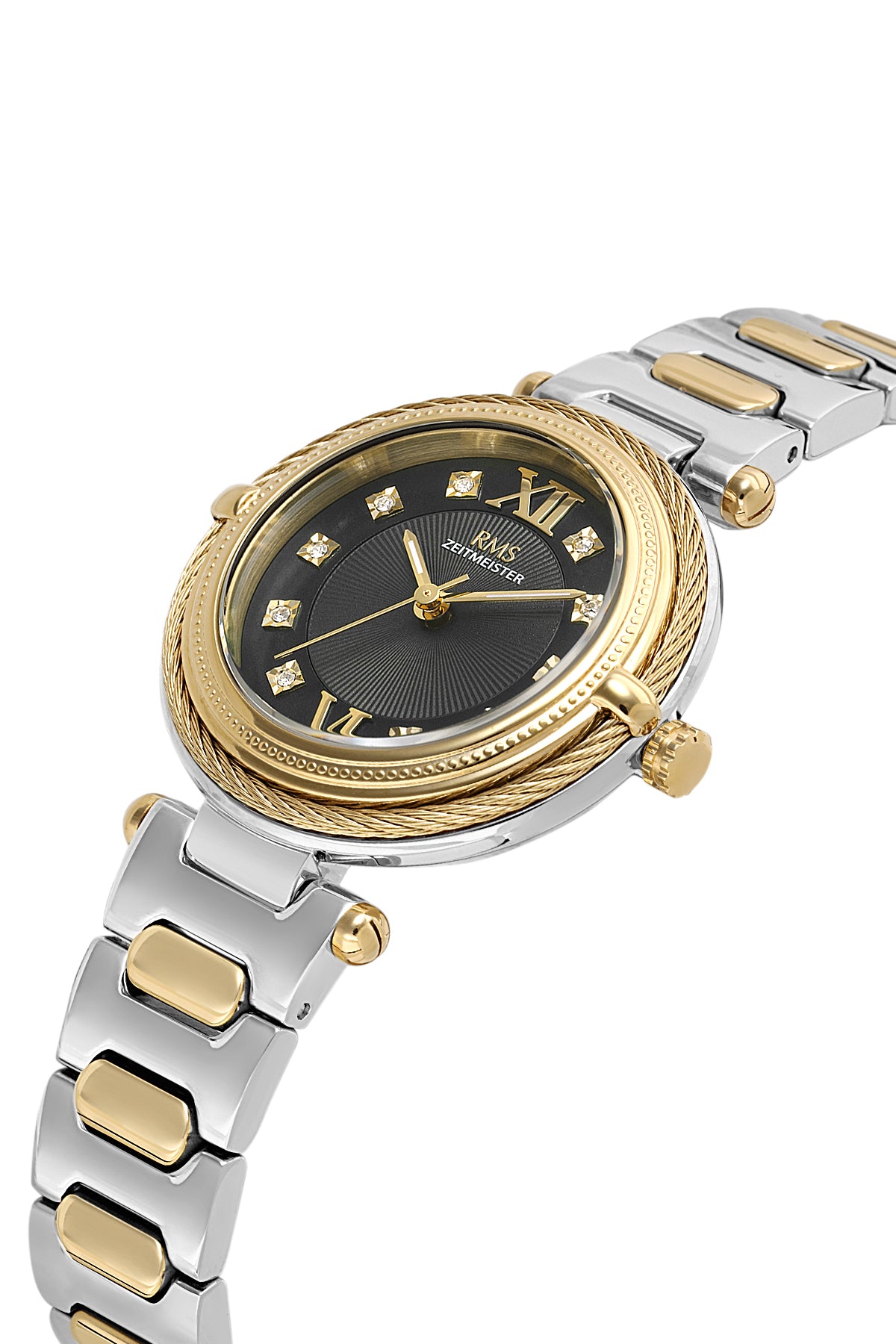 RMS Women's Black Dial Gold & Silver Stainless Steel Watch - RMS.1.AG2135.42
