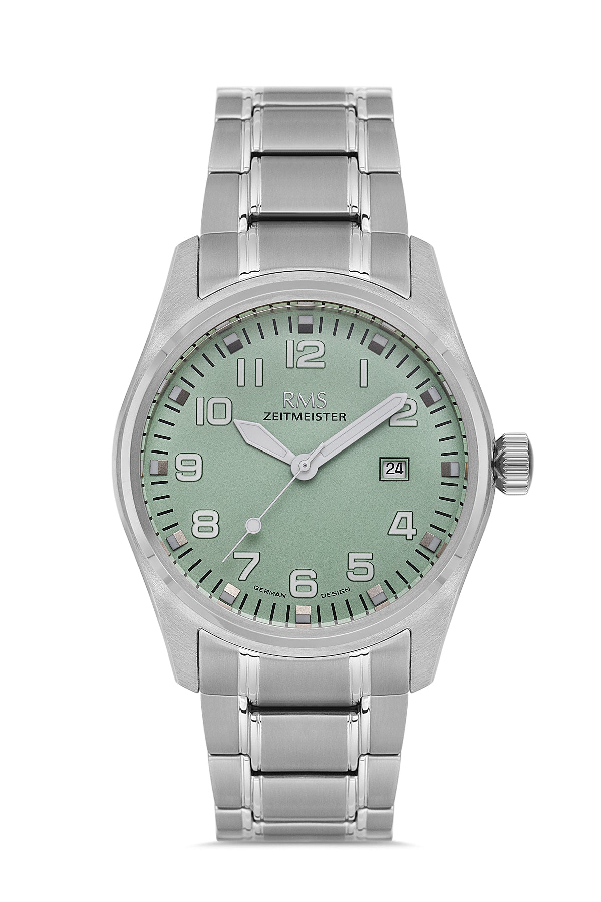 RMS Men's Light Green Dial Titanium Calendar Stainless Steel Watch - RMS.1.AG2141.110
