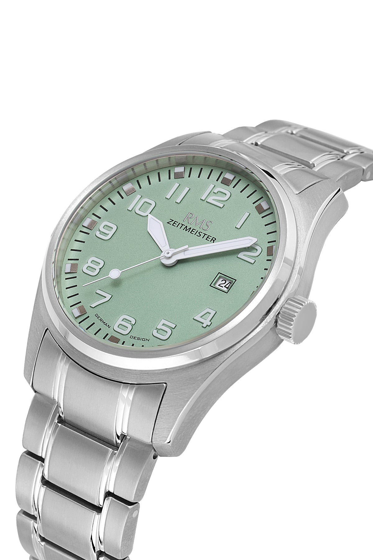 RMS Men's Light Green Dial Titanium Calendar Stainless Steel Watch - RMS.1.AG2141.110