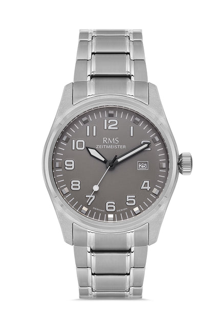 RMS ZEITMEISTER Herrenuhr – graues Zifferblatt, Gehäuse in Titan, Titanarmband – RMS.1.AG2141.115