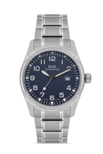 RMS Zeitmeister Blue Dial Titanium Men's Watch - Titanium Bracelet - RMS.1.AG2141.13