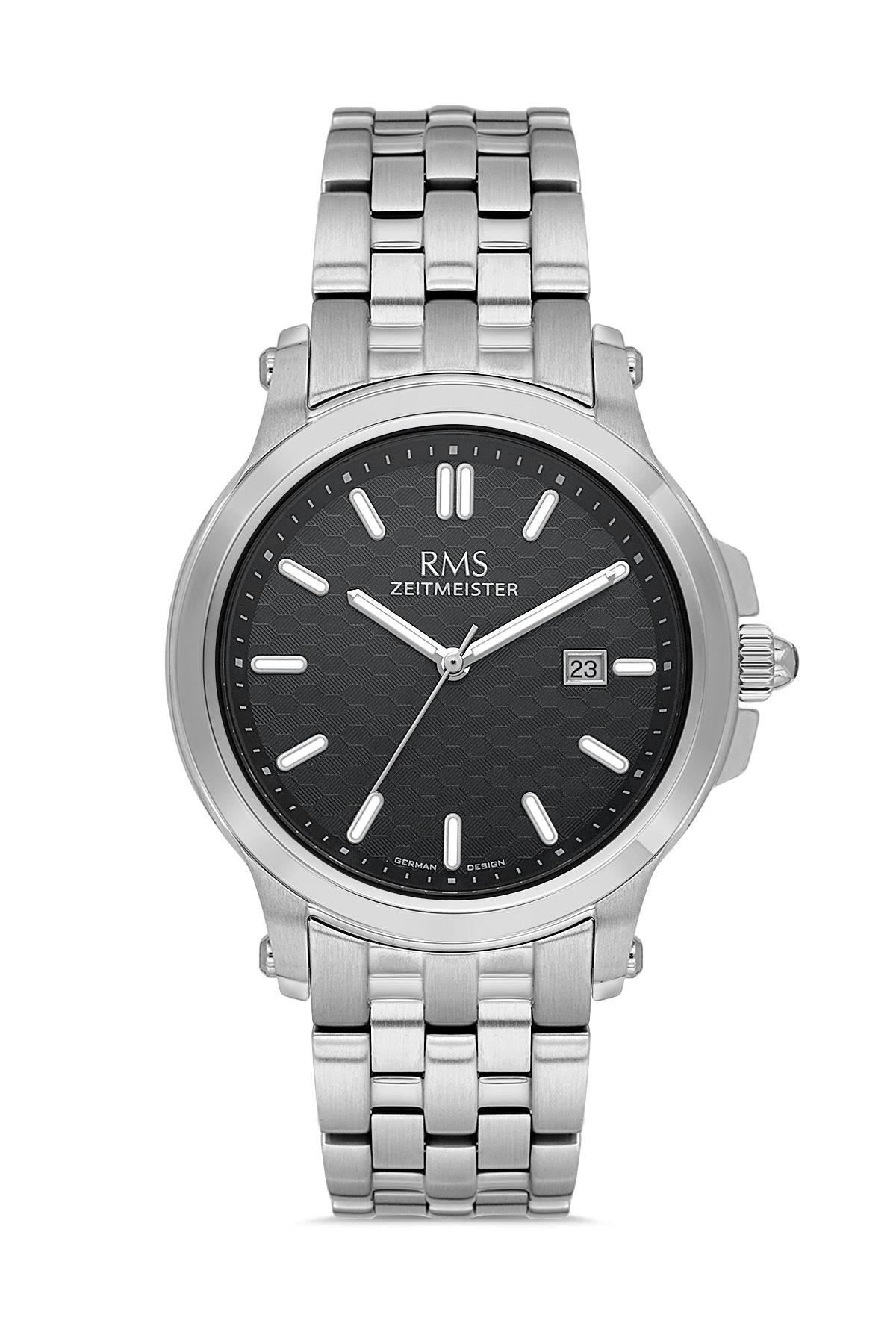 RMS Men's Black Dial Silver Stainless Steel Watch - RMS.1.AG2151.12