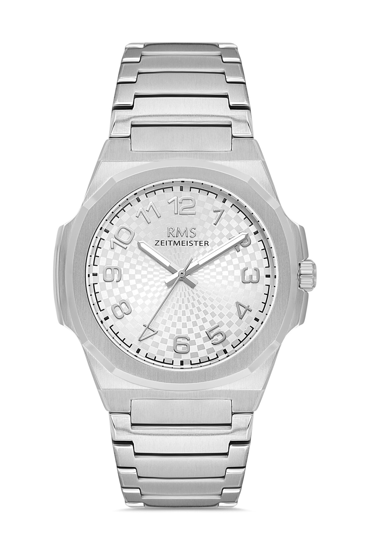 RMS Zeitmeister Silver Dial Silver Plated Men's Watch - Stainless Steel Bracelet - RMS.1.AG2156.10