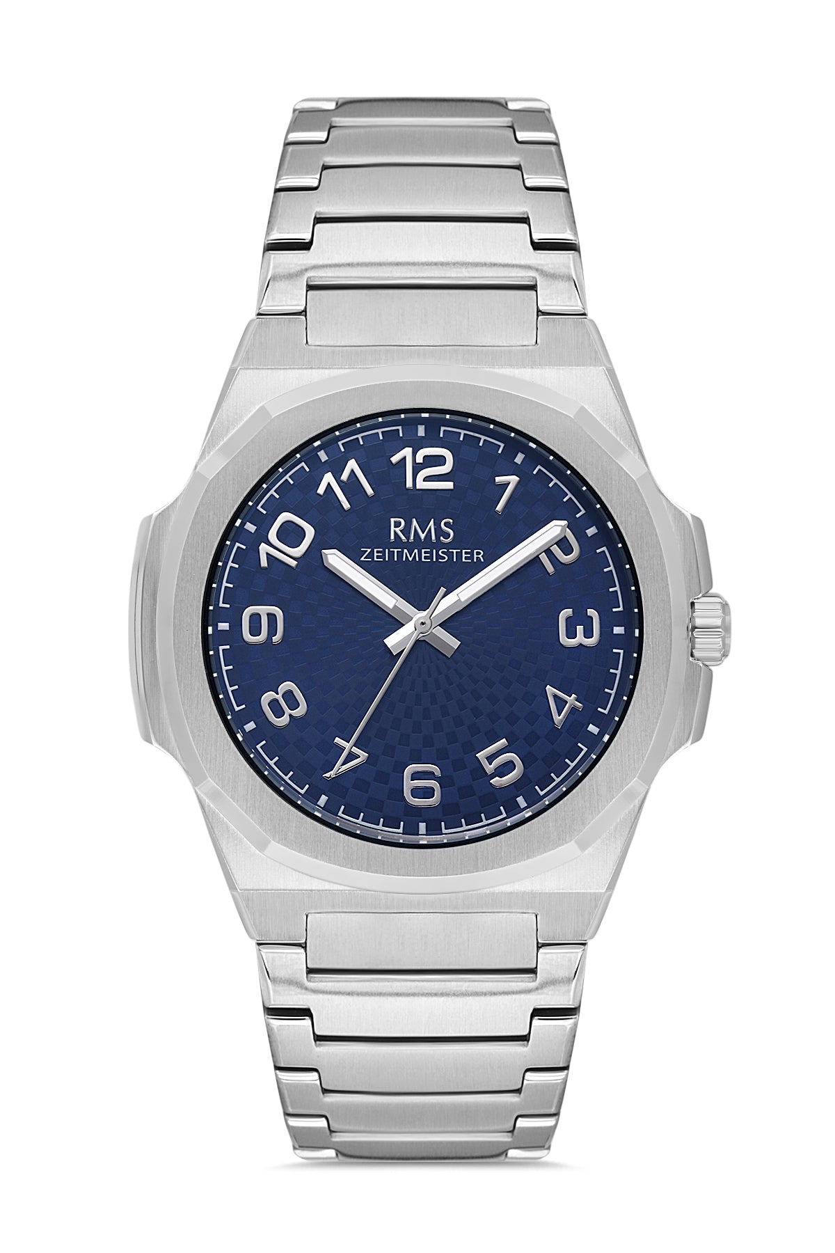 RMS Zeitmeister Blue Dial Silver Plated Men's Watch - Stainless Steel Bracelet - RMS.1.AG2156.13