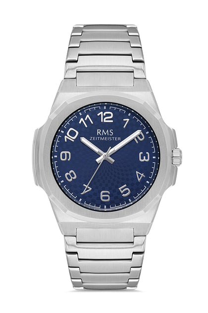 RMS Zeitmeister Blue Dial Silver Plated Men's Watch - Stainless Steel Bracelet - RMS.1.AG2156.13