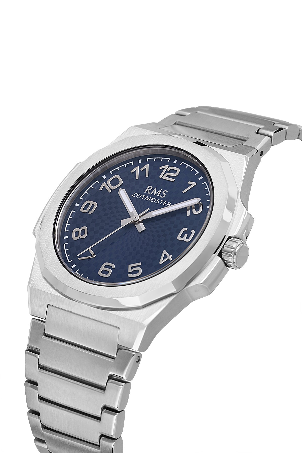 RMS Zeitmeister Blue Dial Silver Plated Men's Watch - Stainless Steel Bracelet - RMS.1.AG2156.13