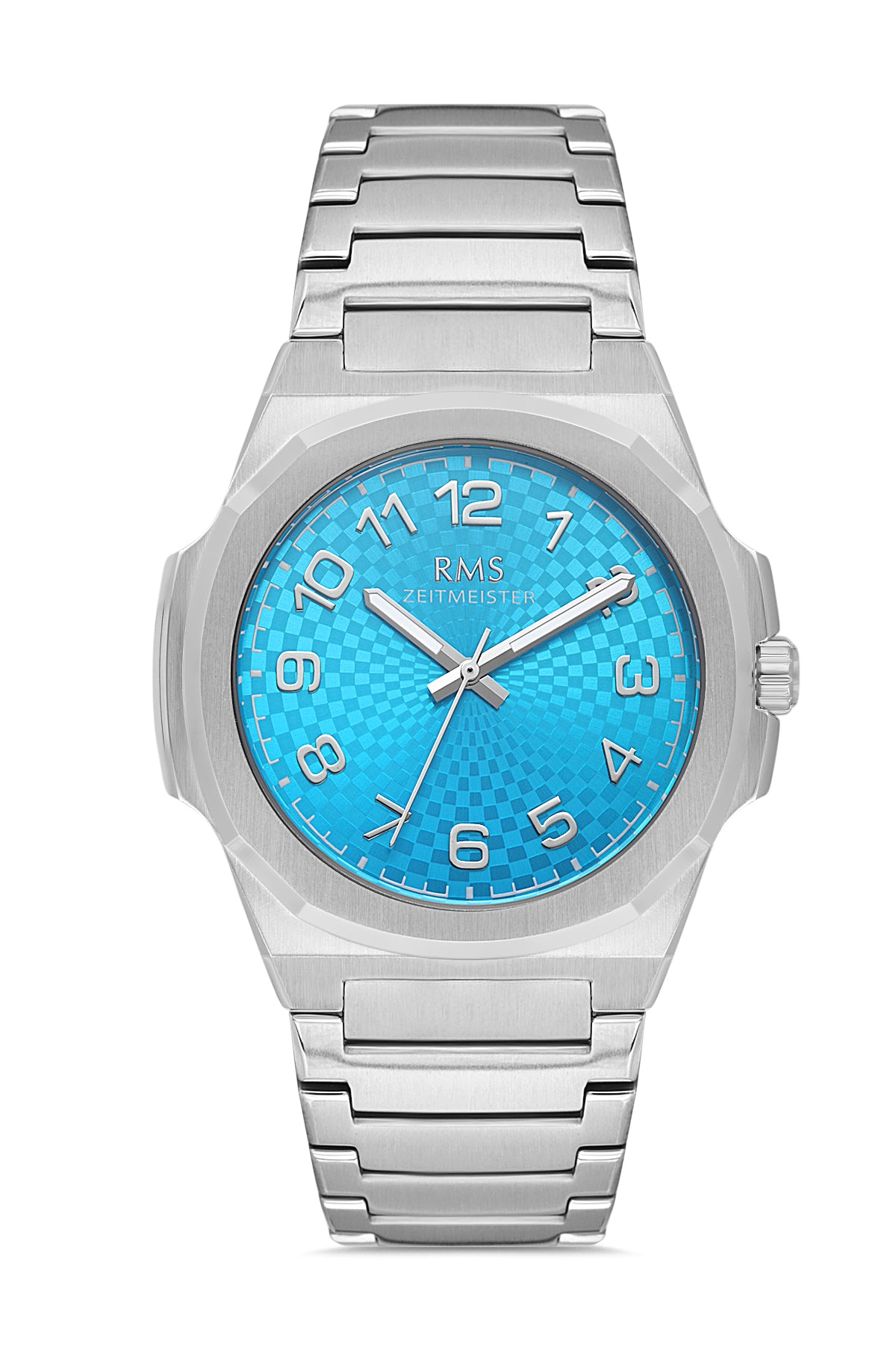 RMS Zeitmeister Tiffany Blue Dial Silver Plated Men's Watch - Stainless Steel Bracelet - RMS.1.AG2156.14