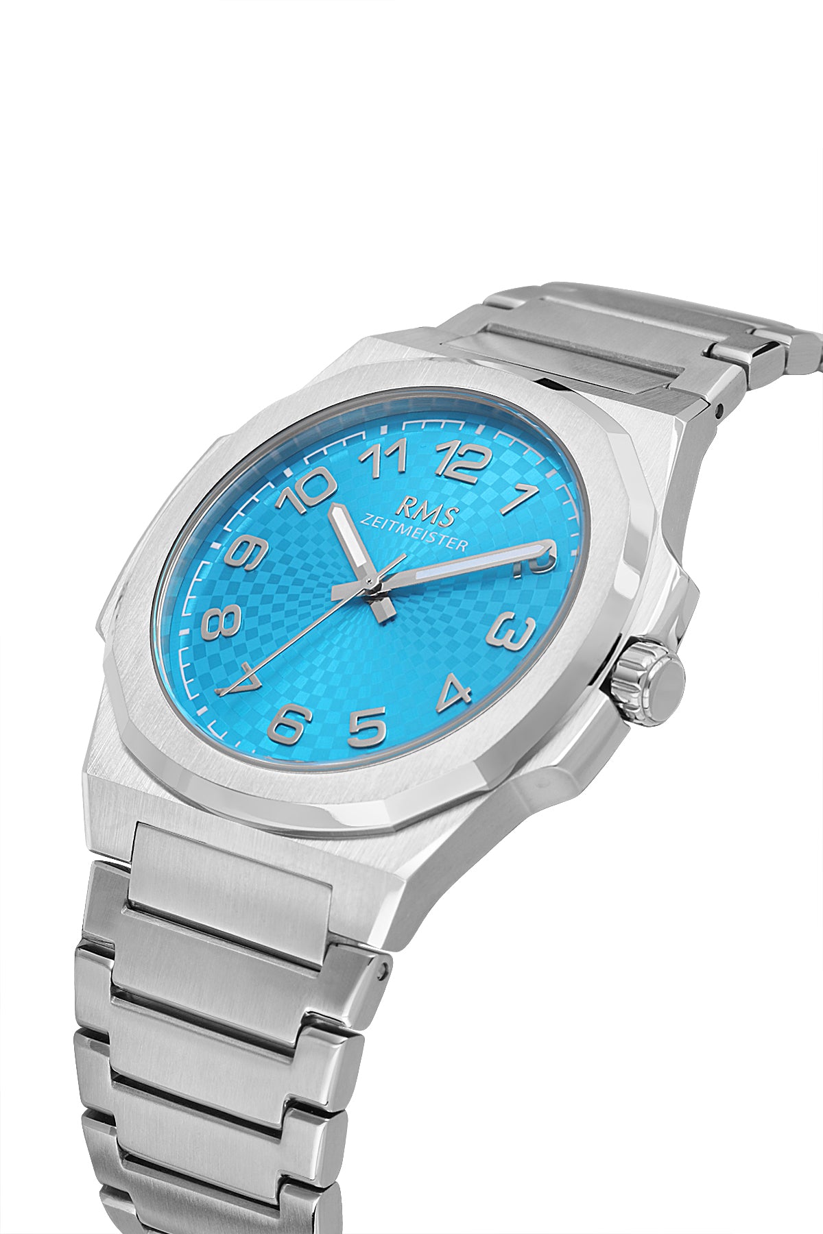 RMS Zeitmeister Tiffany Blue Dial Silver Plated Men's Watch - Stainless Steel Bracelet - RMS.1.AG2156.14