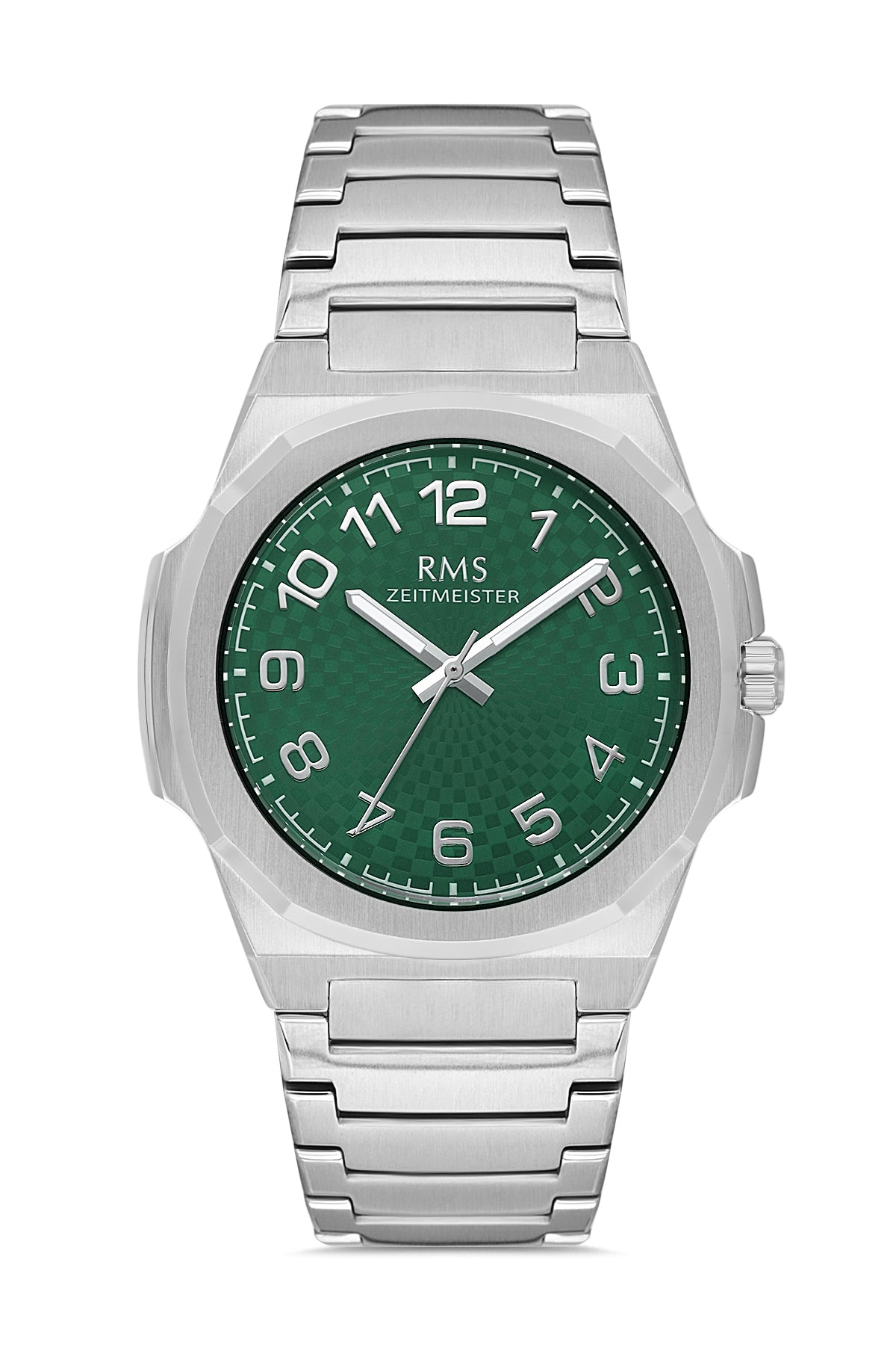 RMS Zeitmeister Green Dial Silver Plated Men's Watch - Stainless Steel Bracelet - RMS.1.AG2156.19