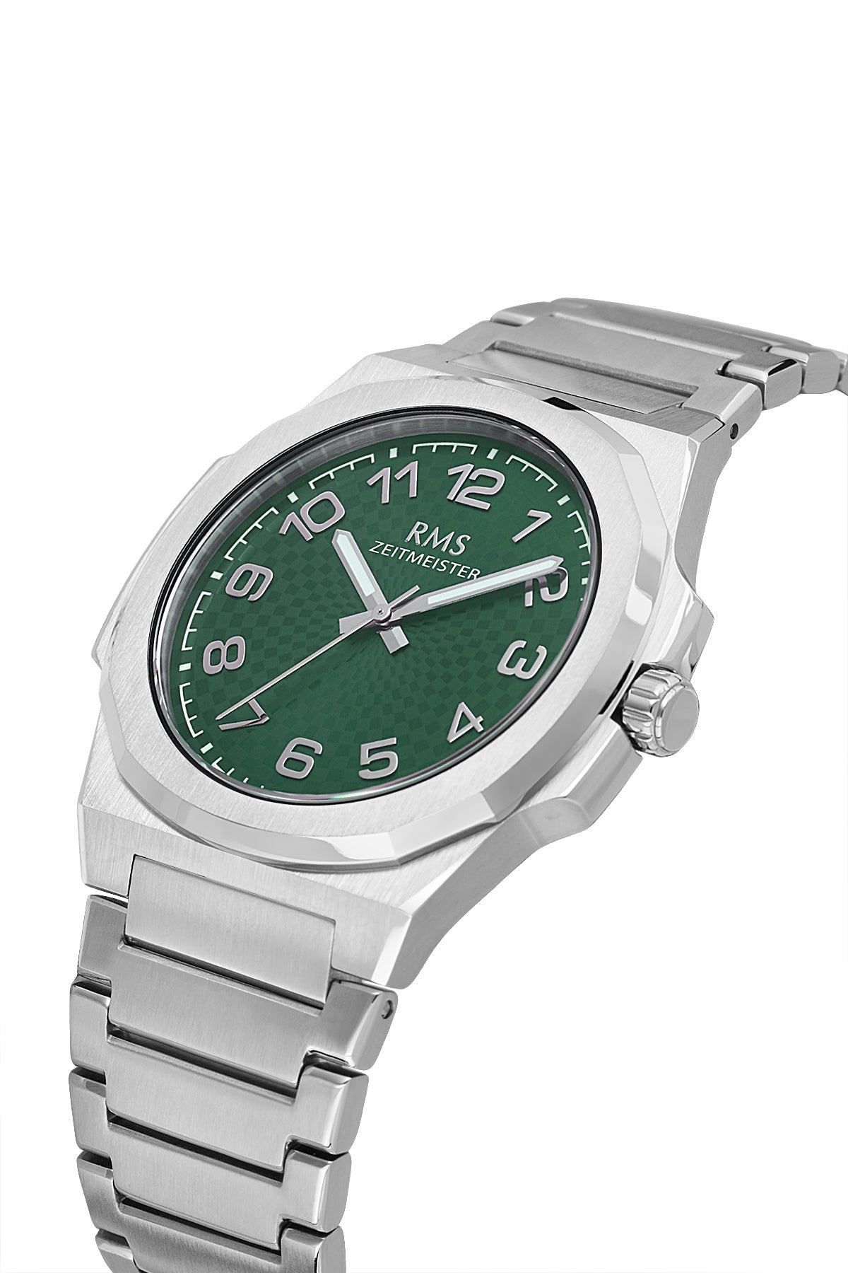 RMS Zeitmeister Green Dial Silver Plated Men's Watch - Stainless Steel Bracelet - RMS.1.AG2156.19
