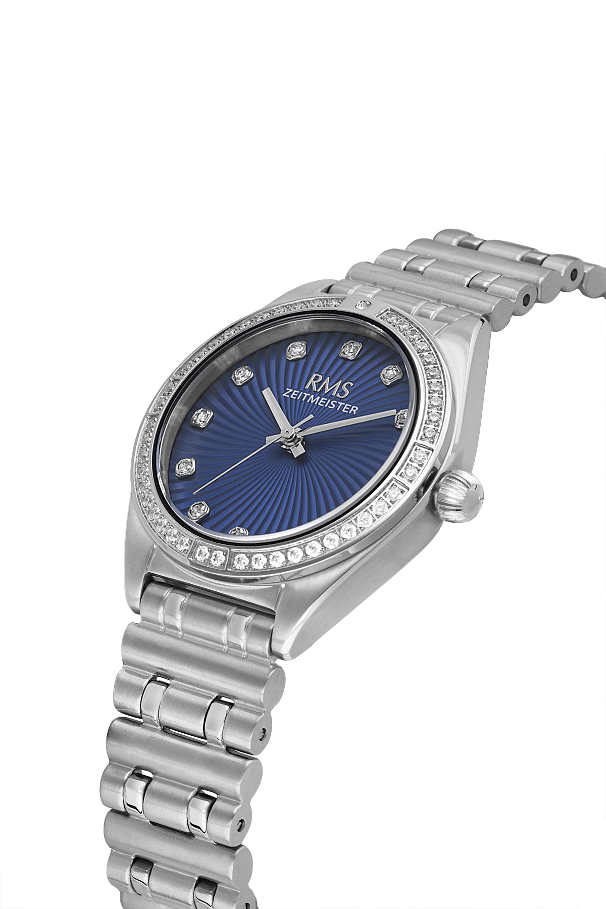 RMS Zeitmeister Blue Dial Silver Plated Women's Watch - Stainless Steel Bracelet - RMS.1.AG2162.13