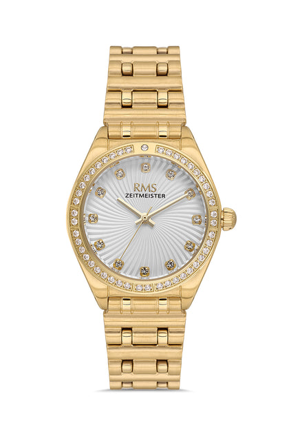 RMS Zeitmeister Silver Dial Gold Plated Women's Watch - Stainless Steel Bracelet - RMS.1.AG2162.20