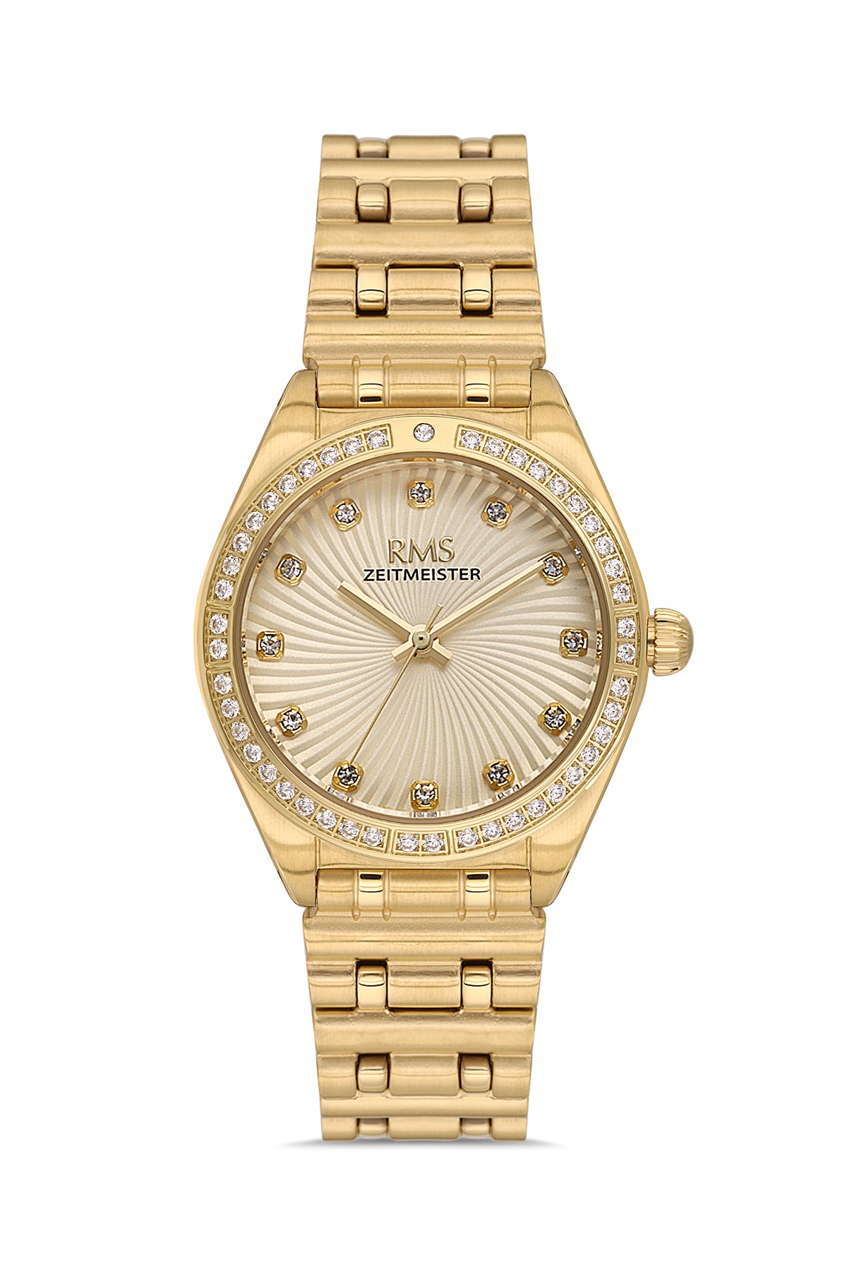RMS Zeitmeister Gold Dial Gold Plated Women's Watch - Stainless Steel Bracelet - RMS.1.AG2162.25