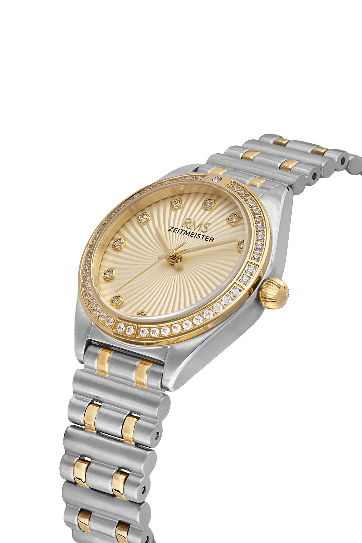 RMS Zeitmeister Gold Dial Gold & Silver Plated Women's Watch - Stainless Steel Bracelet - RMS.1.AG2162.45