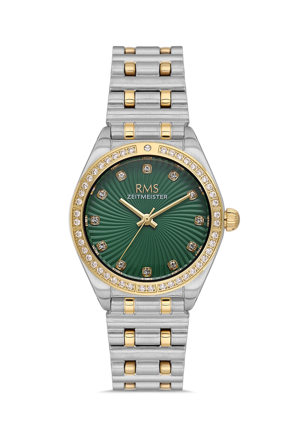 RMS Zeitmeister Green Dial Gold & Silver Plated Women's Watch - Stainless Steel Bracelet - RMS.1.AG2162.49
