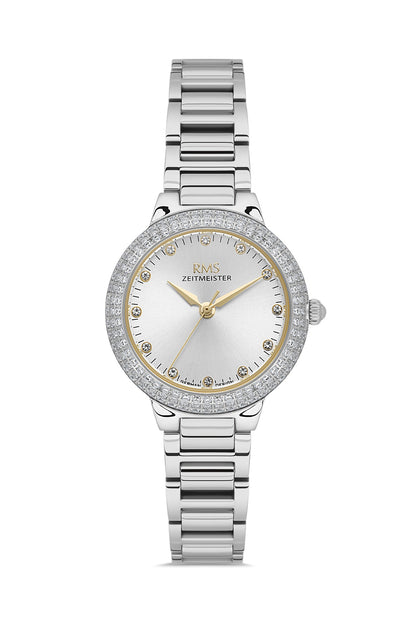 RMS Zeitmeister Silver Dial Silver Plated Women's Watch - Stainless Steel Bracelet - RMS.1.AG2165.10