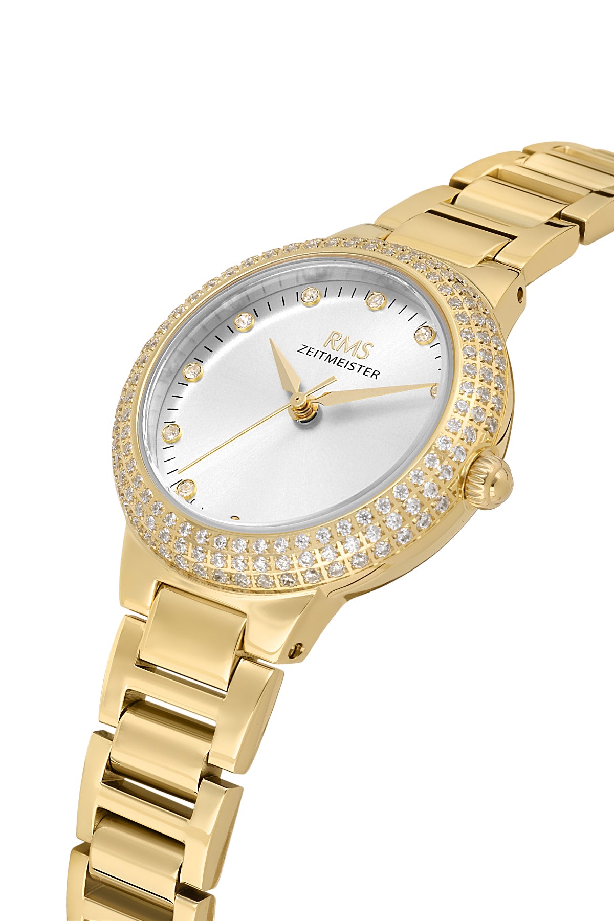 RMS Women's Silver Dial Gold Stone Detailed Stainless Steel Watch - RMS.1.AG2165.20