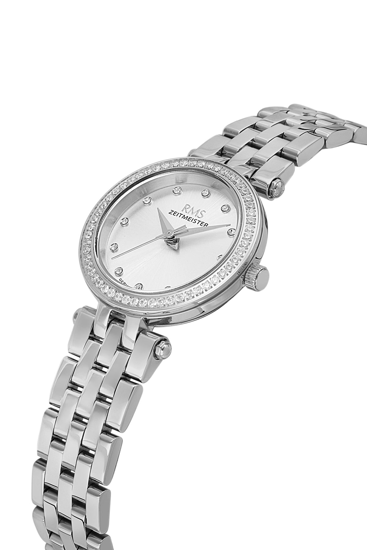 RMS Women's Silver Dial Silver Stone Detailed Stainless Steel Watch - RMS.1.AG2166.10