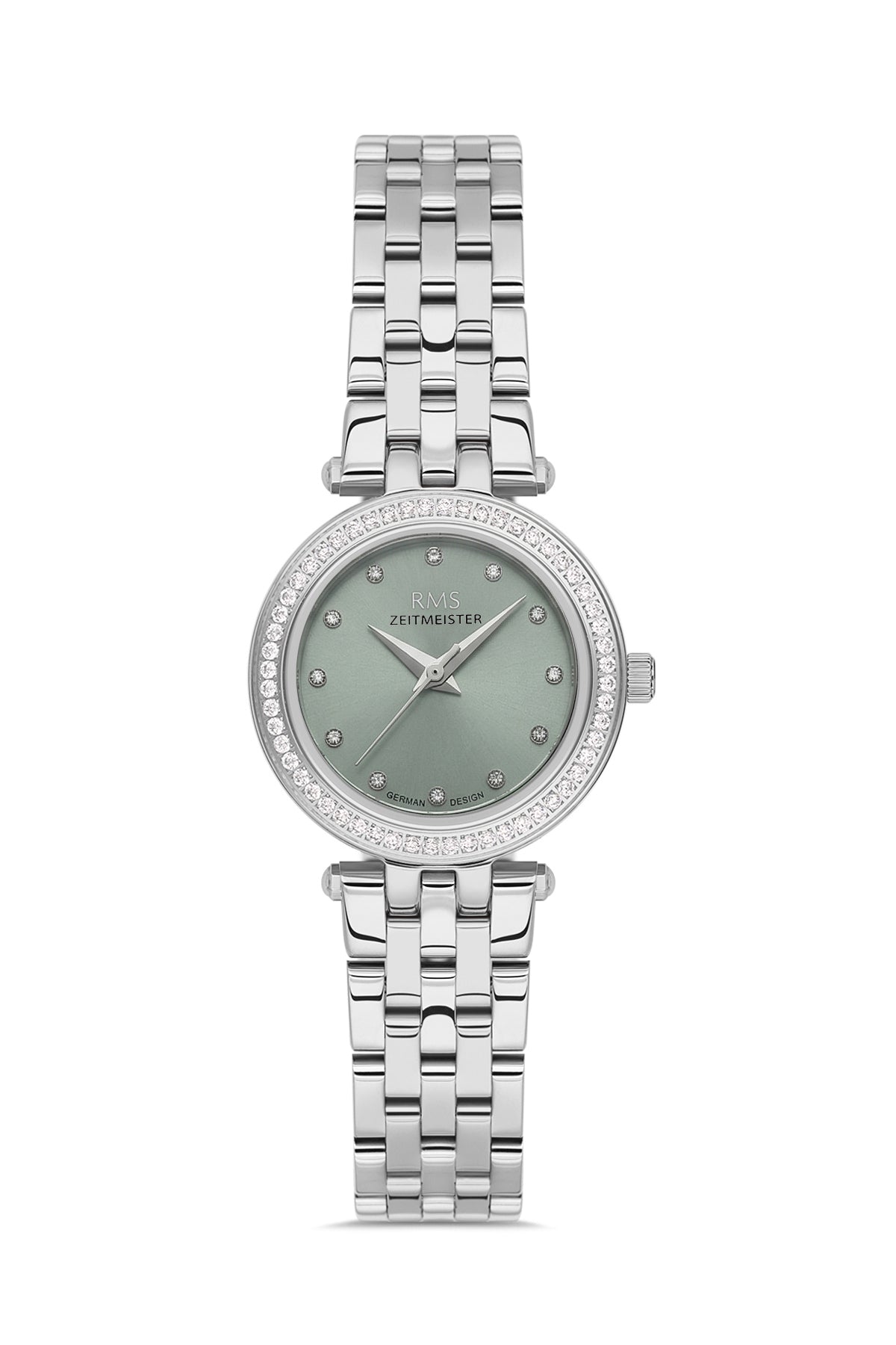 RMS Women's Tiffany Blue Dial Silver Stone Detailed Stainless Steel Watch - RMS.1.AG2166.19