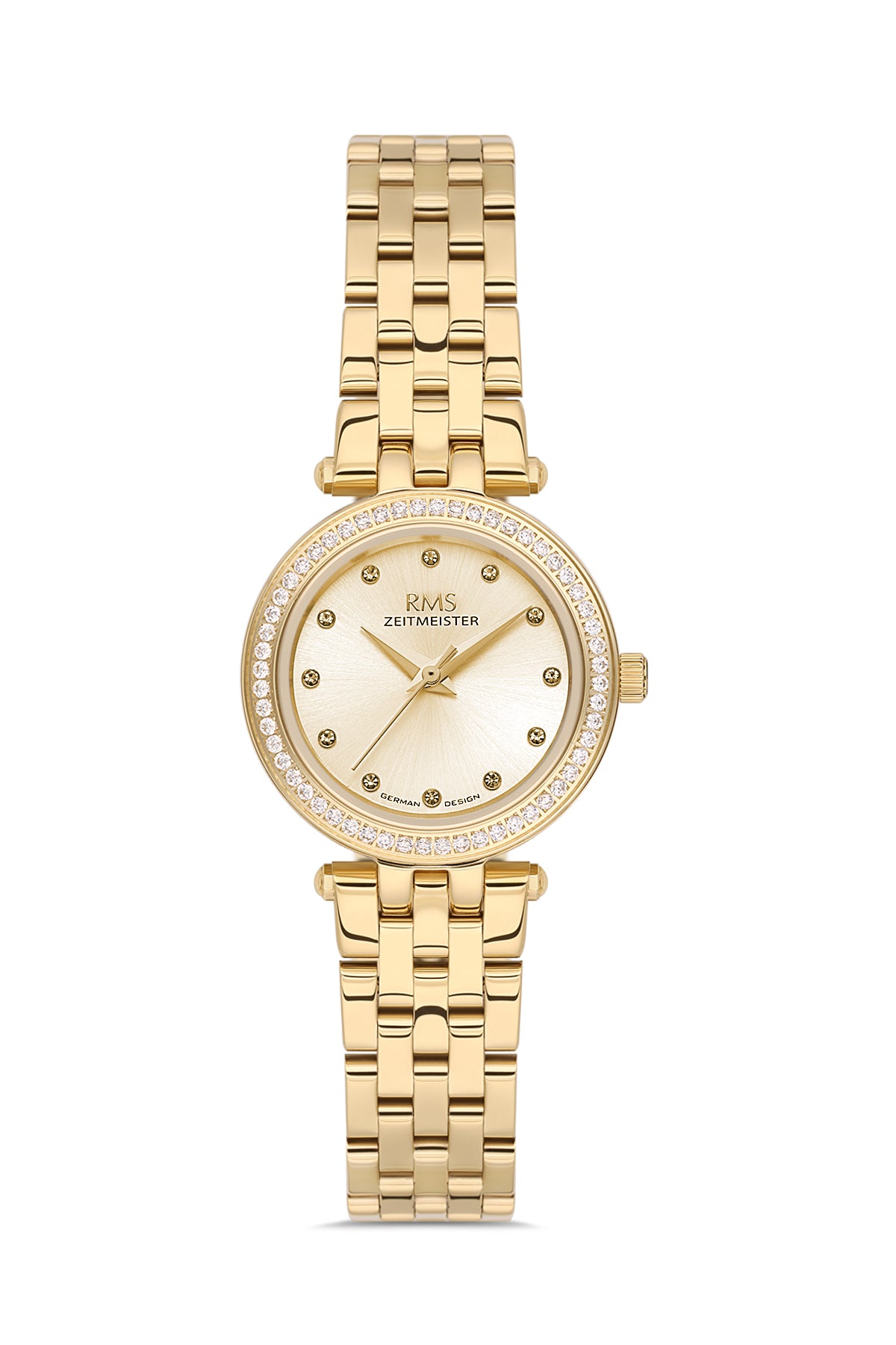 RMS Women's Gold Dial Gold Stone Detailed Stainless Steel Watch - RMS.1.AG2166.25