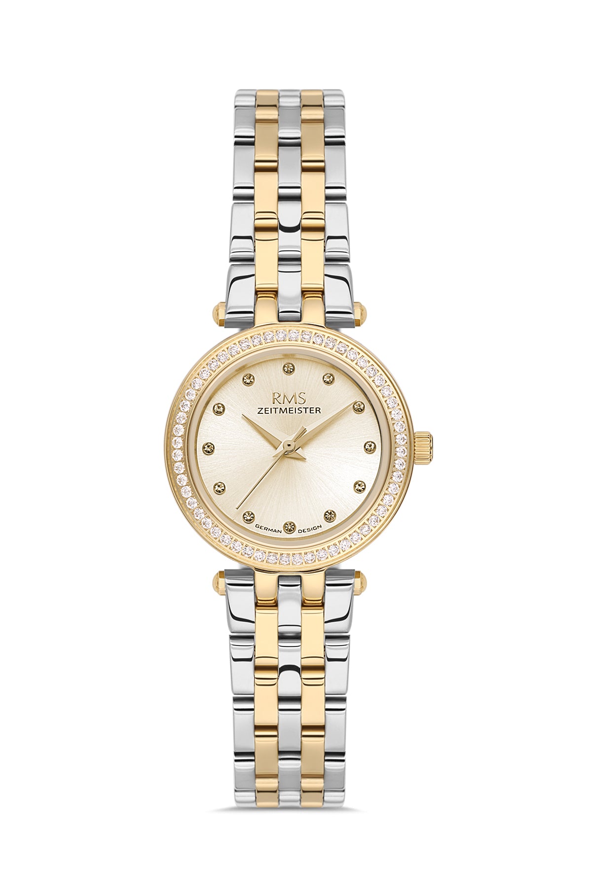 RMS Women's Gold Dial Gold & Silver Stone Detailed Stainless Steel Watch - RMS.1.AG2166.45