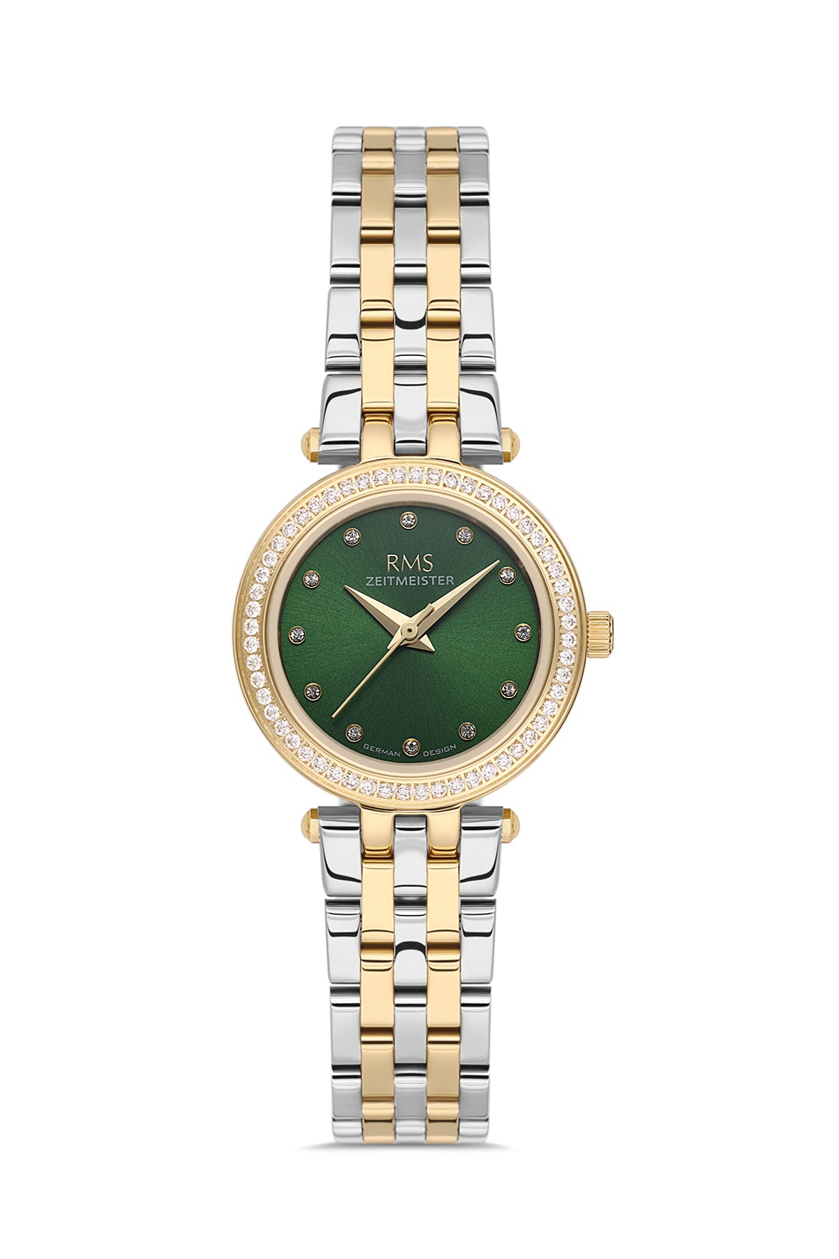 RMS Women's Green Dial Gold & Silver Stone Detailed Stainless Steel Watch - RMS.1.AG2166.49