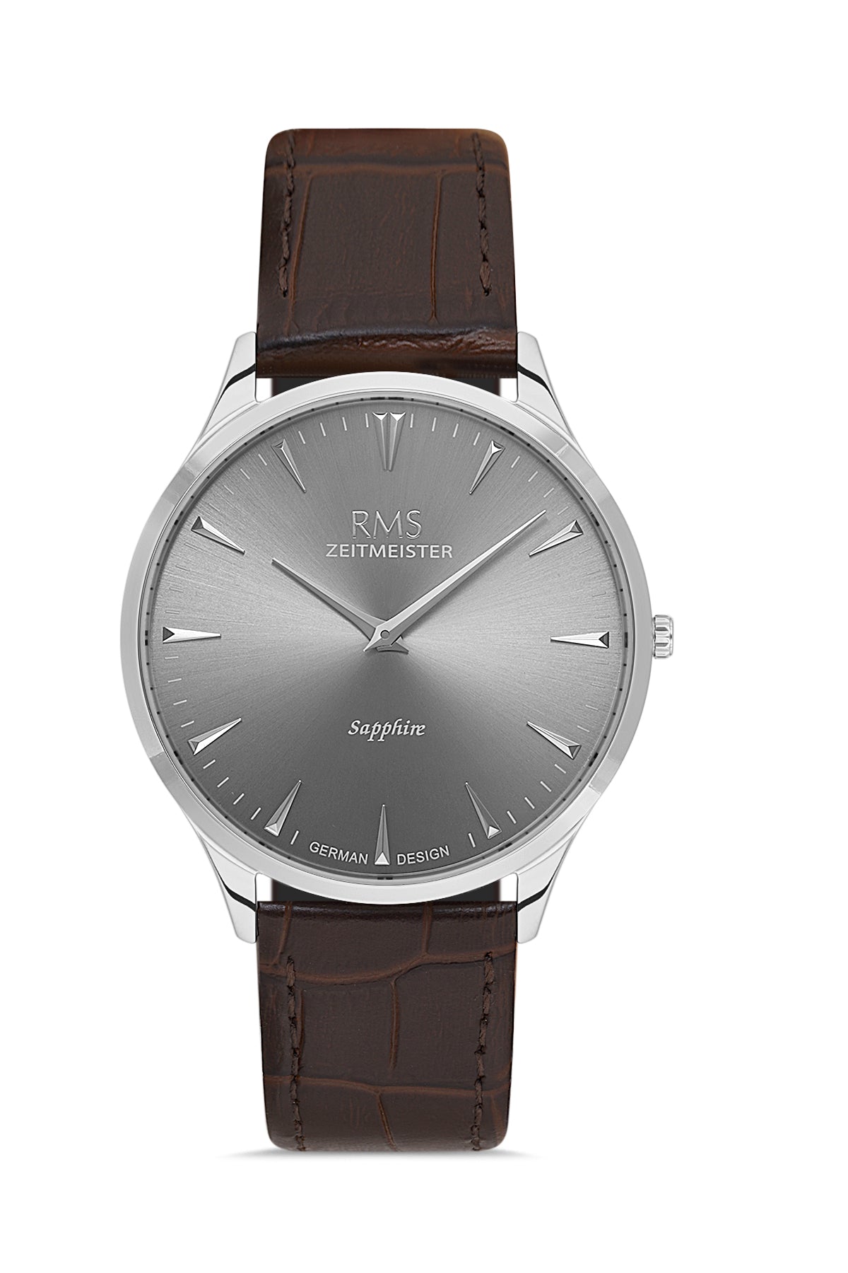 RMS Men's Gray Dial Silver Leather Watch - RMS.1.AG1004.115