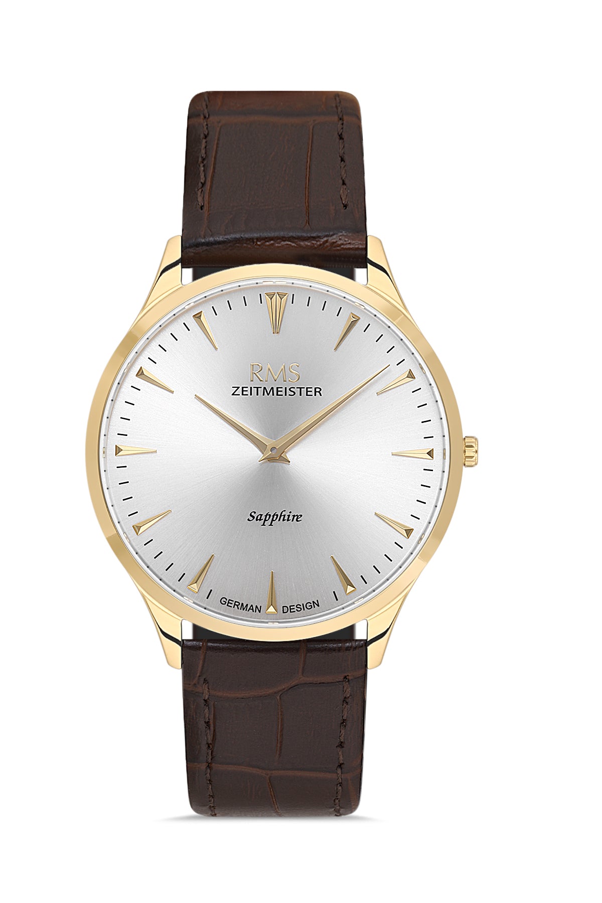RMS Men's Silver Dial Gold Leather Watch - RMS.1.AG1004.160
