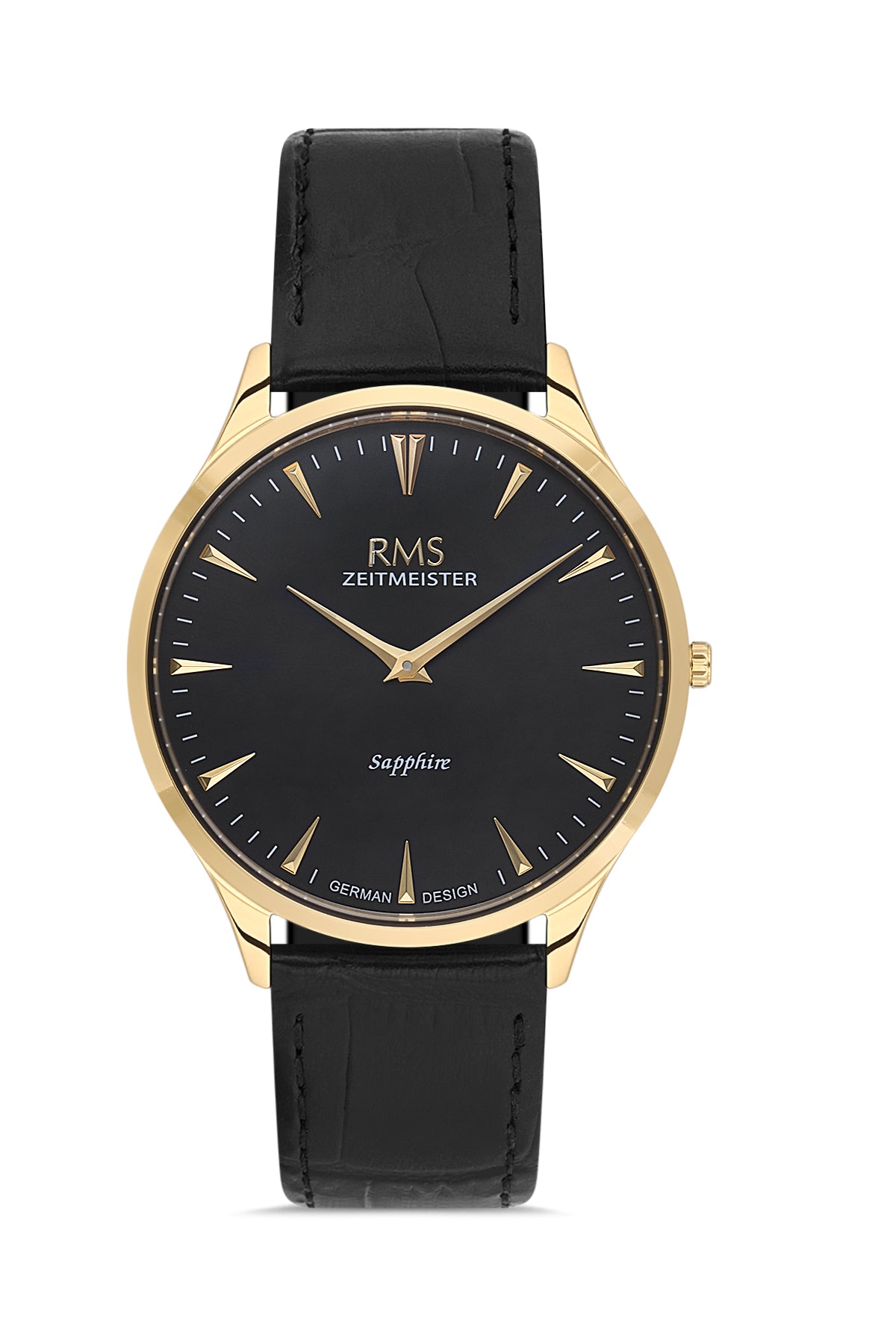 RMS Men's Black Dial Gold Leather Watch - RMS.1.AG1004.172