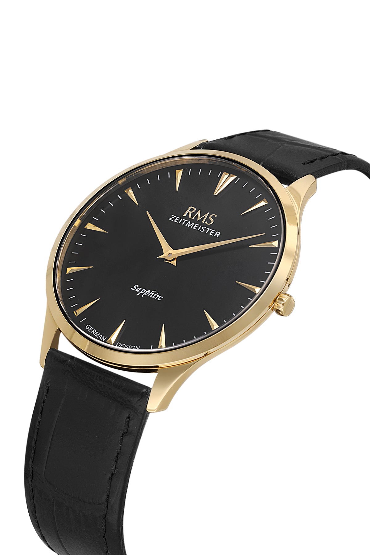 RMS Men's Black Dial Gold Leather Watch - RMS.1.AG1004.172