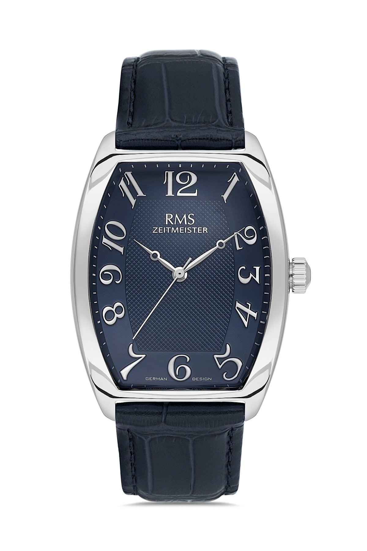 RMS Men's Blue Dial Silver Leather Watch - RMS.1.AG1533.103