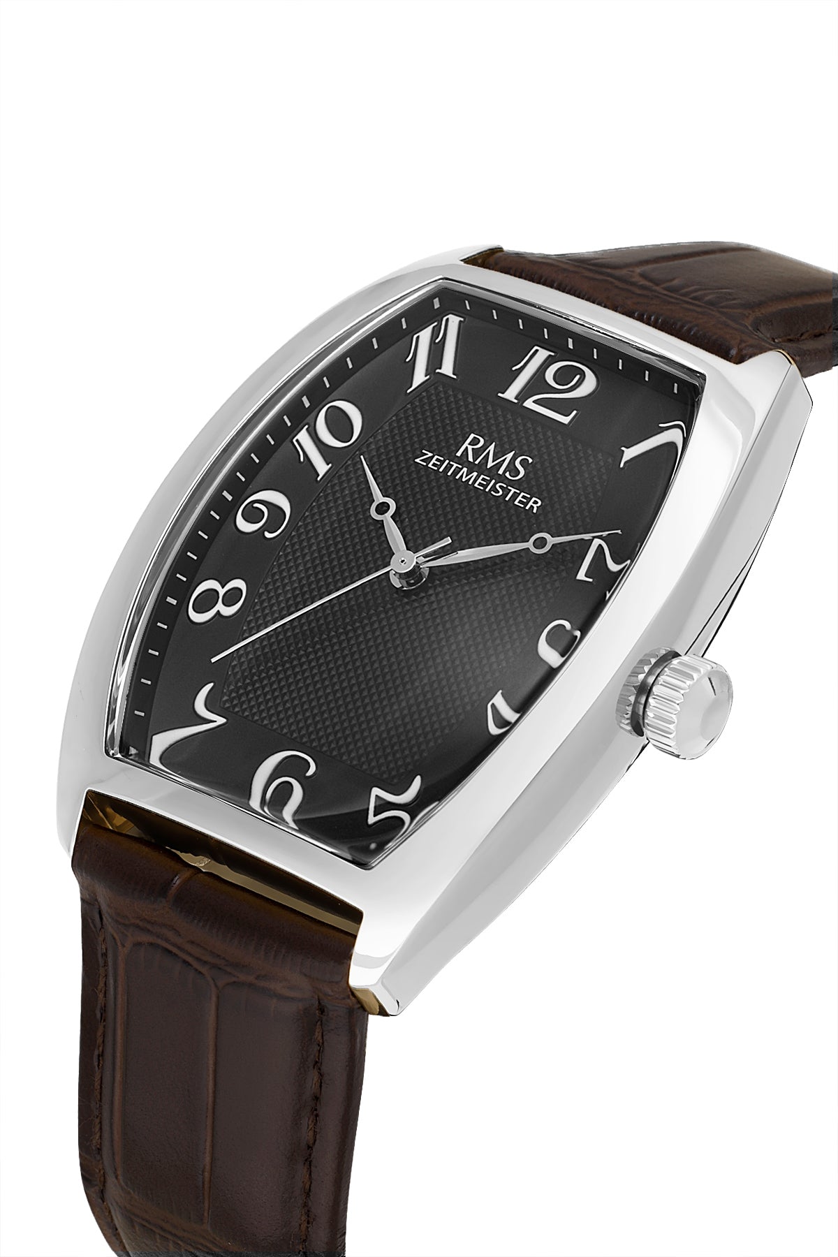 RMS Men's Black Dial Silver Leather Watch - RMS.1.AG1533.112 - 3
