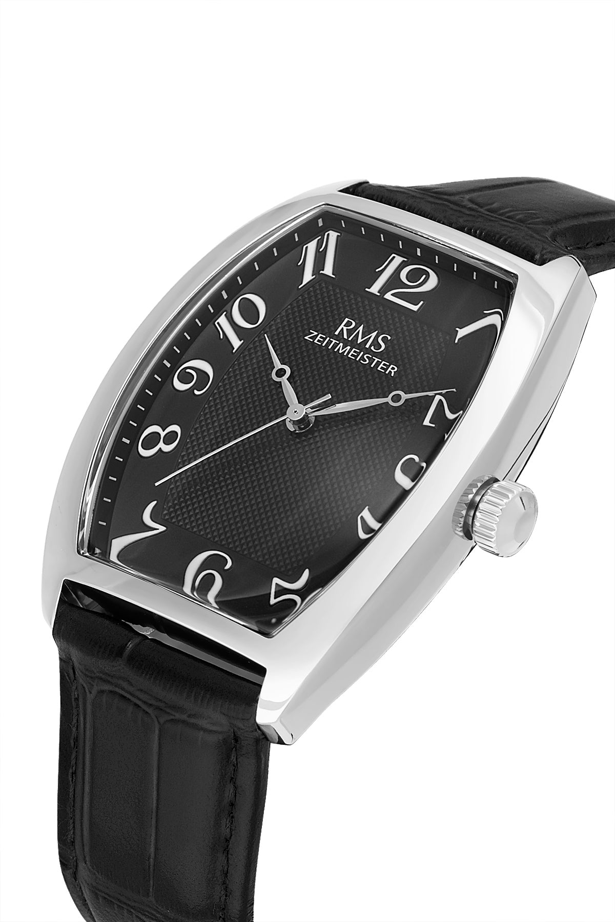 RMS Men's Black Dial Silver Leather Watch - RMS.1.AG1533.92 - 3