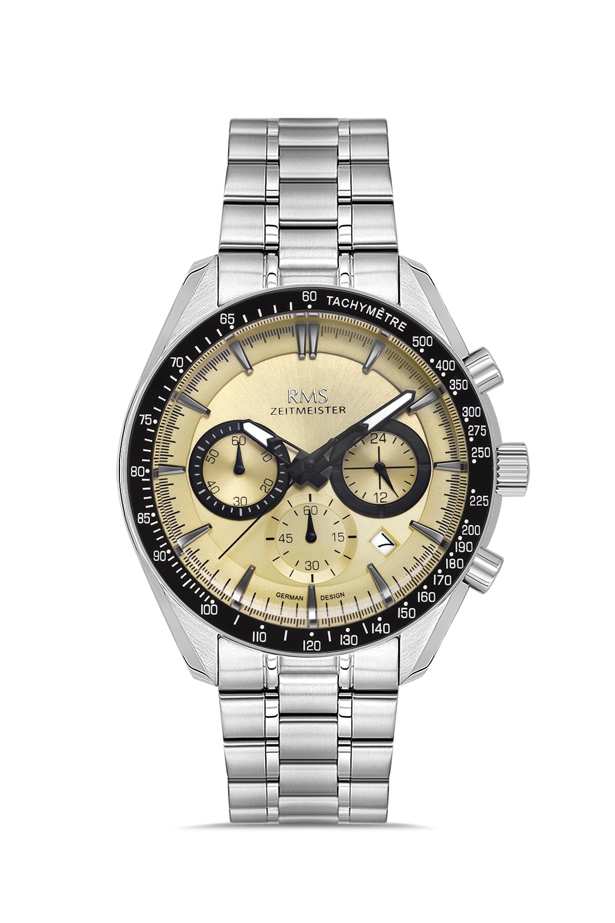 RMS Men's Gold Dial Silver Chronograph Stainless Steel Watch - RMS.1.AG2142.18
