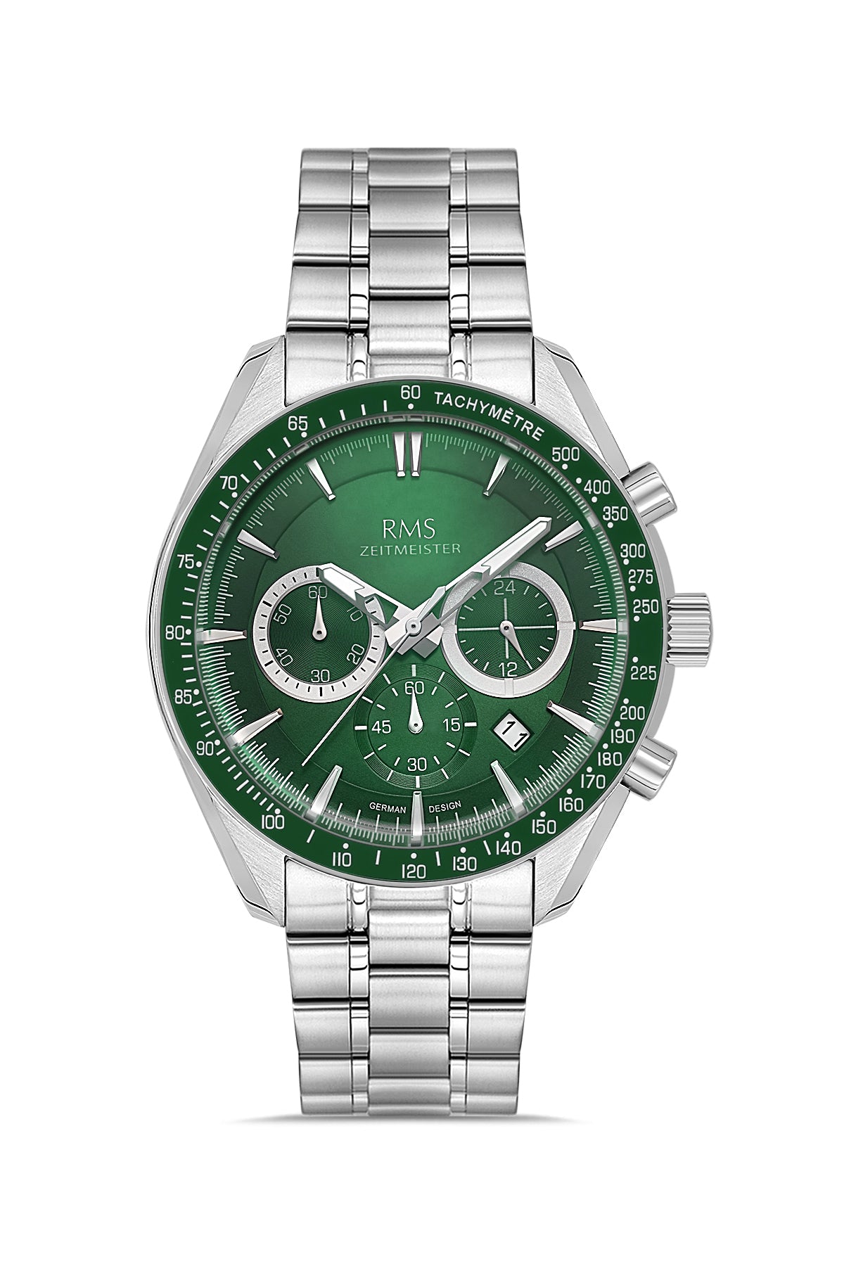 RMS Men's Green Dial Silver Chronograph Stainless Steel Watch - RMS.1.AG2142.19