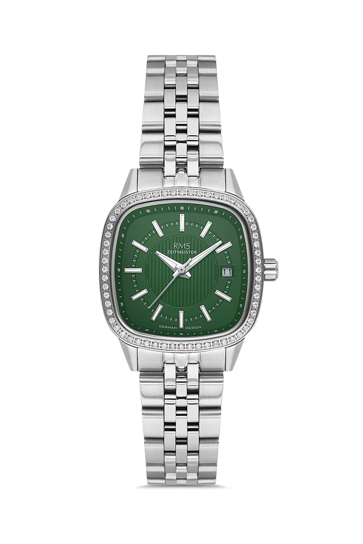 RMS Zeitmeister Green Dial Silver Plated Women's Watch - Stainless Steel Bracelet - RMS.1.AG2232.19