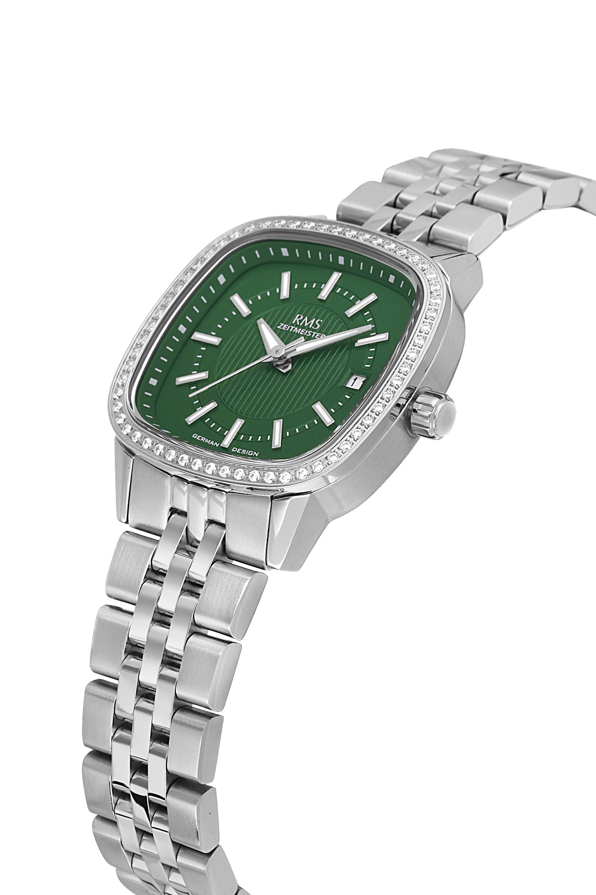 RMS Zeitmeister Green Dial Silver Plated Women's Watch - Stainless Steel Bracelet - RMS.1.AG2232.19